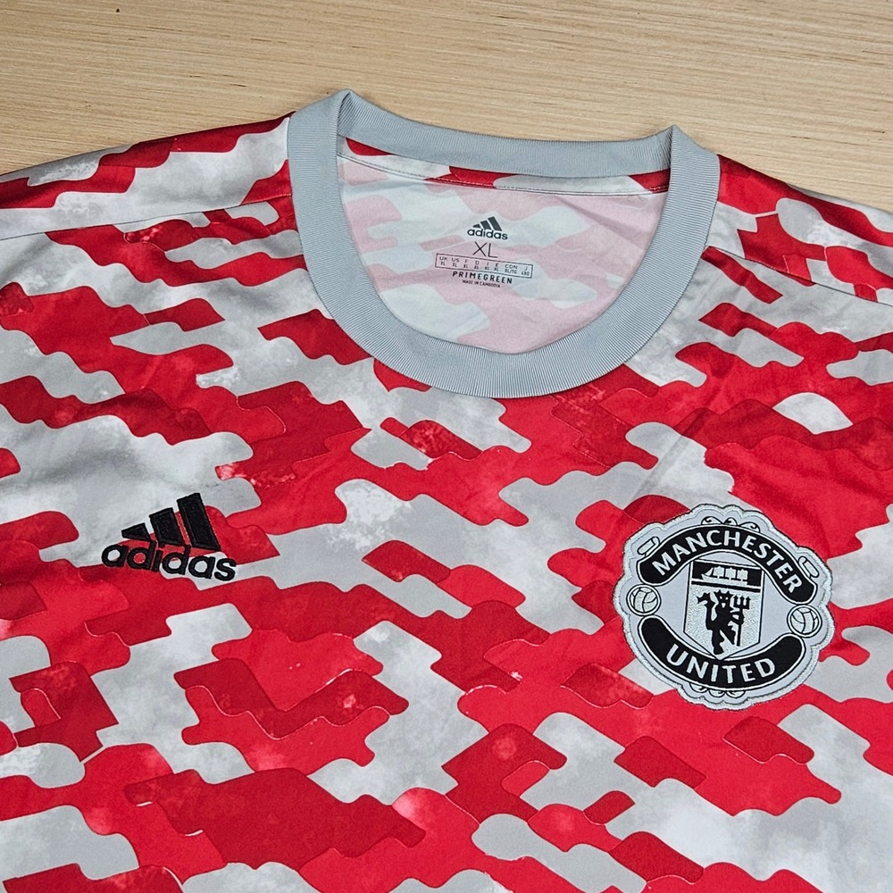 Manchester United Adidas Soccer Jersey Mens‎ XL Red Camo Aeroready Primegreen